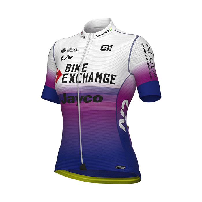 2022 Fietskleding Vrouw Bike Exchange Blauw Violet Korte Mouwen en Koersbroek